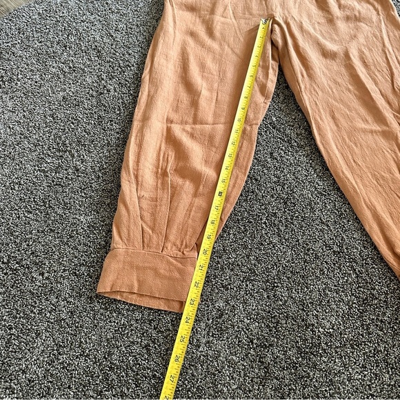 ILLA ILLA Orange /Tan High Waist Linen Blend Paperbag Pants Women’s M Boho Chic - Picture 7 of 15